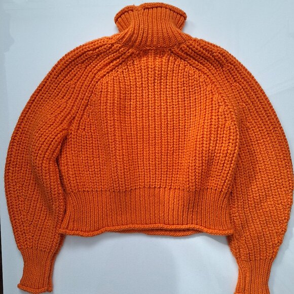 H&M Orange Chunky Knit Turtleneck Sweater - Picture 3 of 8